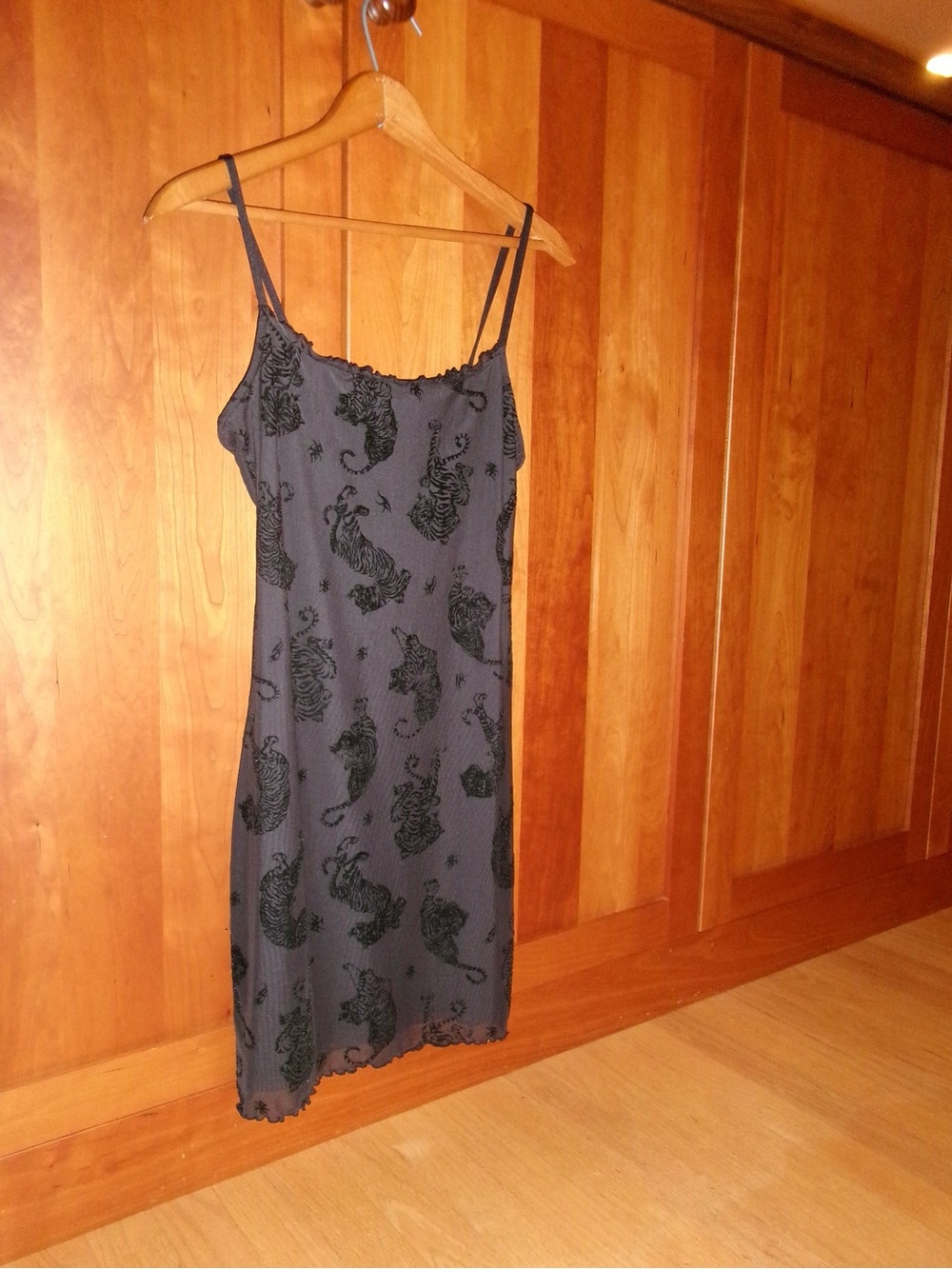 Satin Slip Dress with Paisley Print - Black